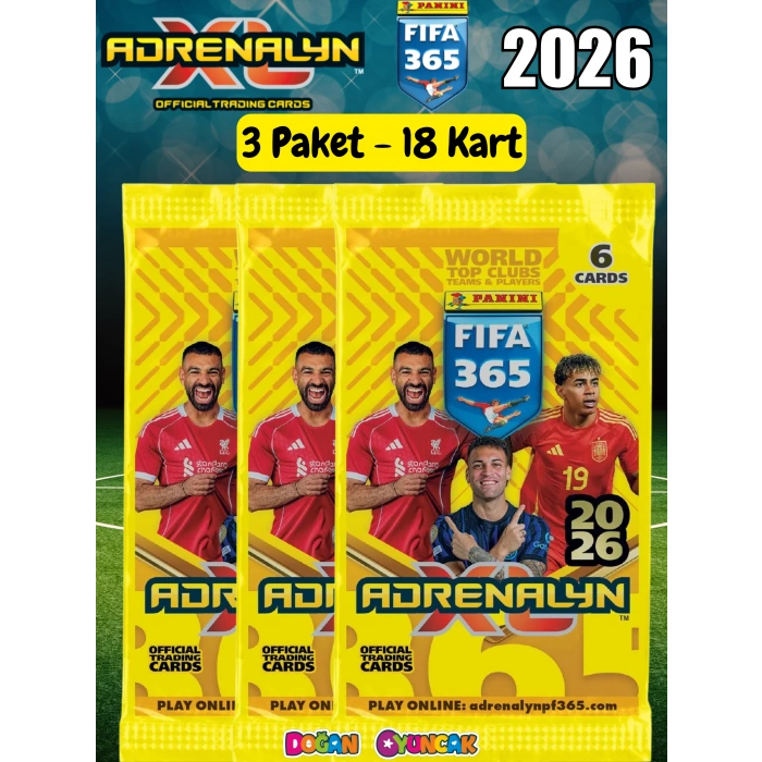 Panini FIFA 365 Adrenalyn XL 2026 Trading Kart (3 Paket) - Futbolcu Kartları - Trading Oyuncu Kartı - Fifa Oyuncu Kartı