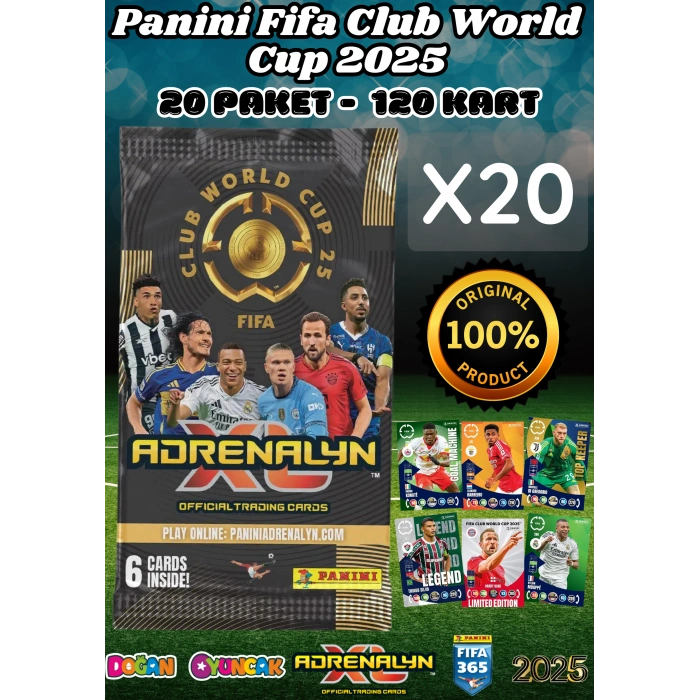 Panini FIFA Club World Cup 25 Trading Cards (20 Paket) - Fifa Dünya Kupası 2025 Trading Futbolcu Oyuncu Kartı Panini