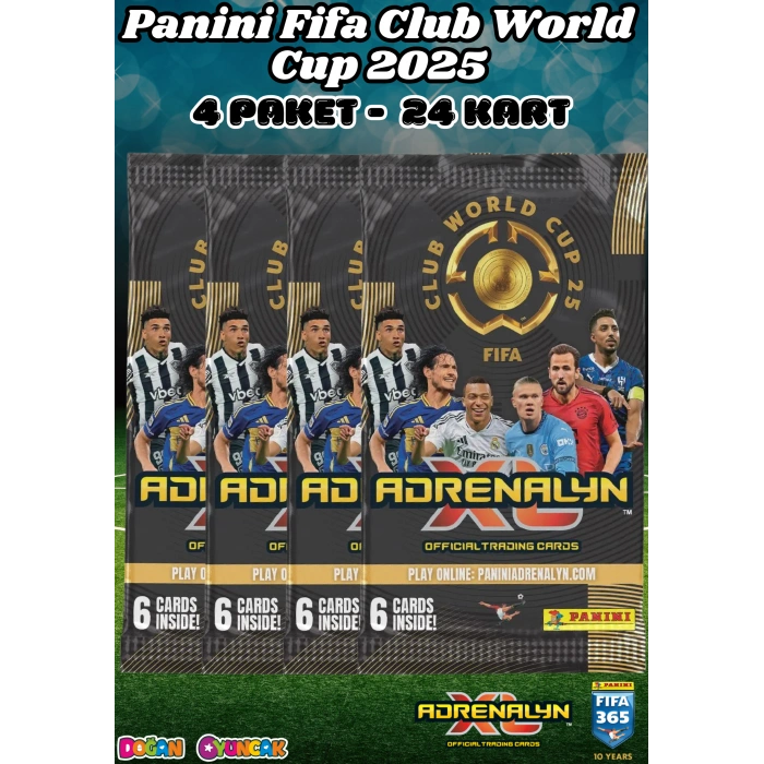 Panini FIFA Club World Cup 25 Trading Cards (4 Paket) - Fifa Dünya Kupası 2025 Trading Futbolcu Oyuncu Kartı Panini