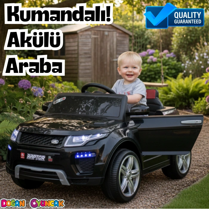 Raptor GT Siyah Uzaktan Kumandalı 4X2 12 Volt Akülü Araba - RC Land Rover Akülü Araba Range Rover