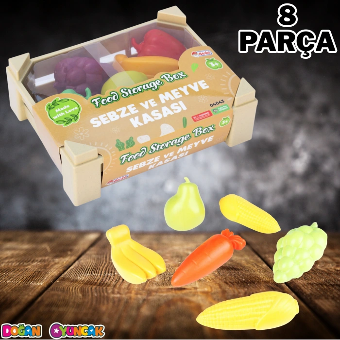 Sebze ve Meyve Kasası - Meyve Sebze Sepeti - Piknik Sepeti Oyuncak Meyveler - Oyuncak Sebzeler - Mutfak Oyuncakları