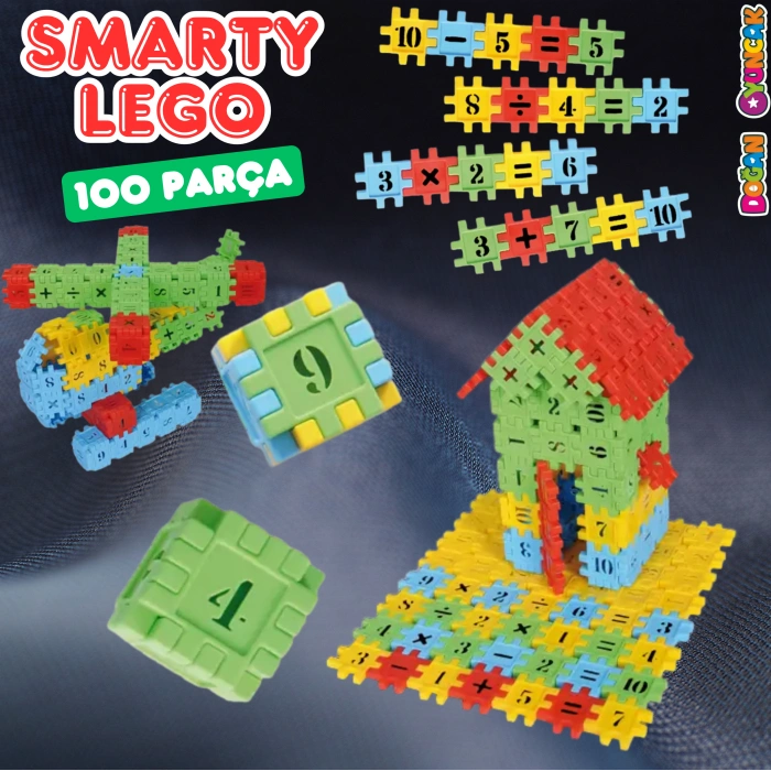 Smarty - Akıllı Sayılar Blok Oyunu 100 Parça - Oyuncak Lego Seti - Birbirine Geçmeli STEM Lego Seti - Eğitici Oyuncak