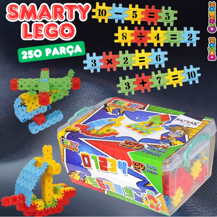 Smarty - Akıllı Sayılar Blok Oyunu 250 Parça - Oyuncak Lego Seti - Birbirine Geçmeli STEM Lego Seti - Eğitici Oyuncak