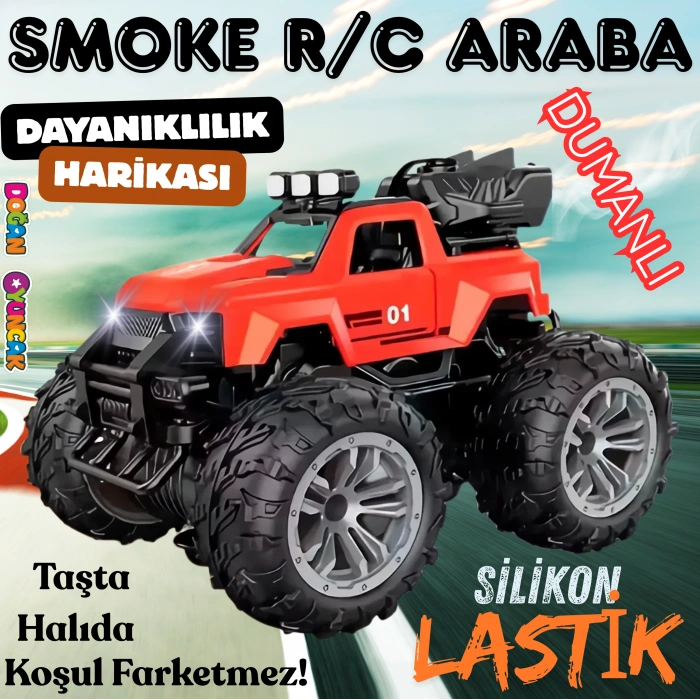 Smoke R/C Araba Kırmızı - Uzaktan Kumandalı Duman Atan Araba - Dumanlı Kumandalı Araba - Uzaktan Kumandalı Araba
