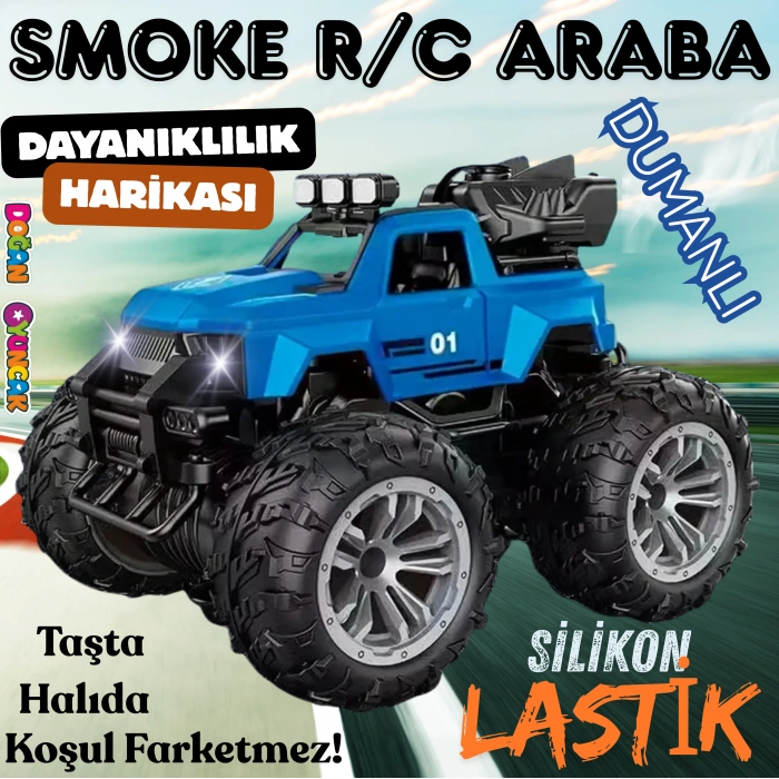 Smoke R/C Araba Mavi - Uzaktan Kumandalı Duman Atan Araba - Dumanlı Kumandalı Araba - Uzaktan Kumandalı Araba