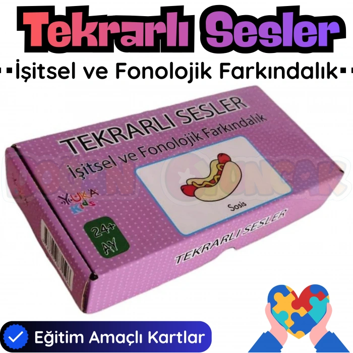 Tekrarlı Sesler - İşitsel ve Fonolojik Farkındalık - Ses Kartları Konuşma Etkinliği Otizim Kartları