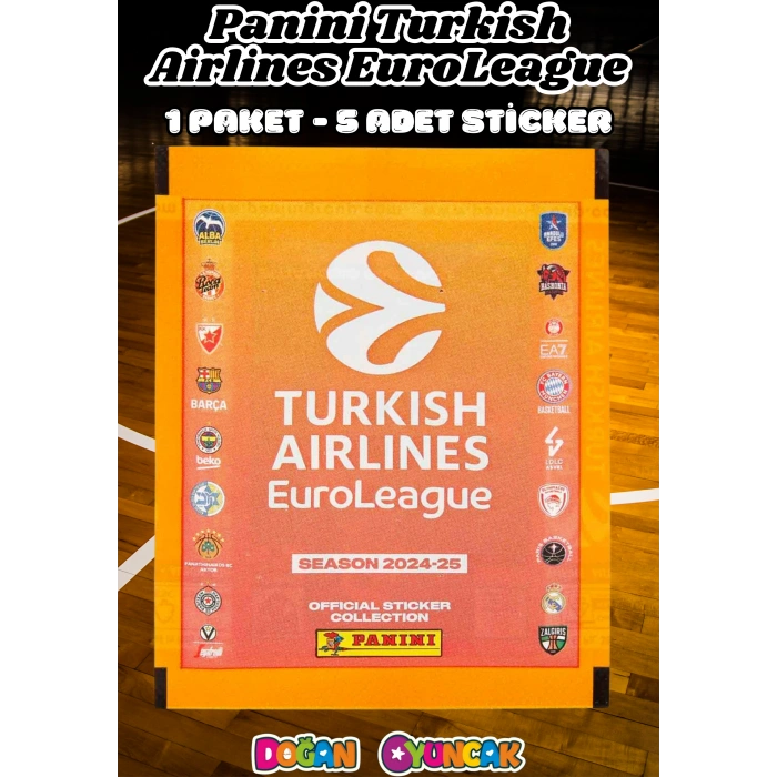 Turkish Airlines Euroleague Çıkartma Paketi (1 Paket) - Basketbol EuroLeague Sticker Çıkarmaları Panini Basketbol