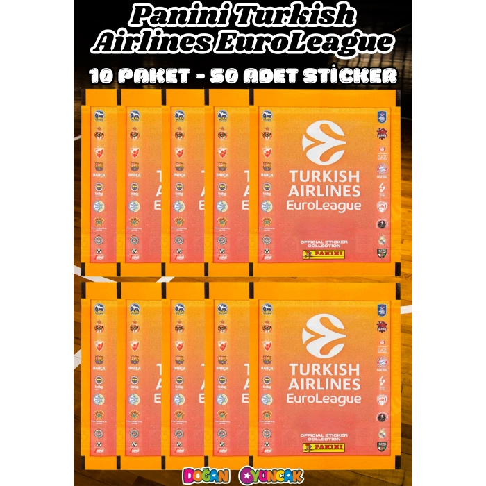 Turkish Airlines Euroleague Çıkartma Paketi (10 Paket) - Basketbol EuroLeague Sticker Çıkarmaları Panini Basketbol
