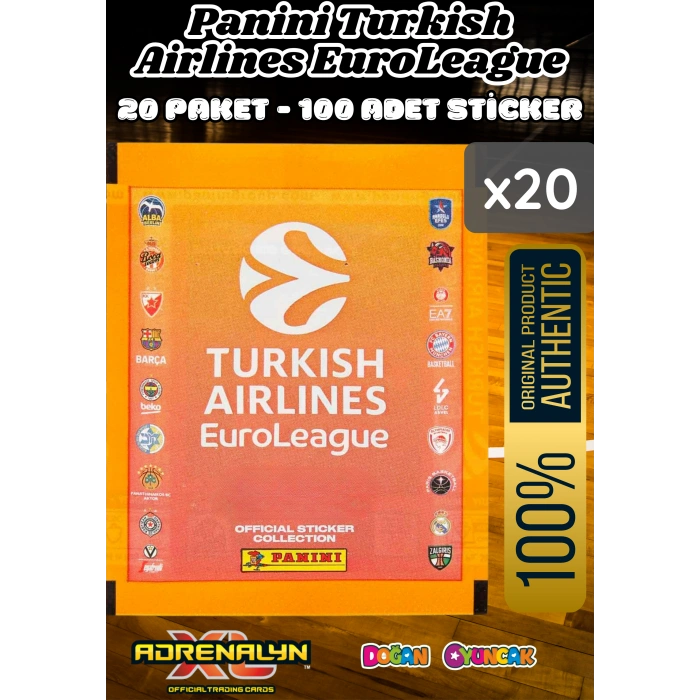 Turkish Airlines Euroleague Çıkartma Paketi (20 Paket) - Basketbol EuroLeague Sticker Çıkarmaları Panini Basketbol