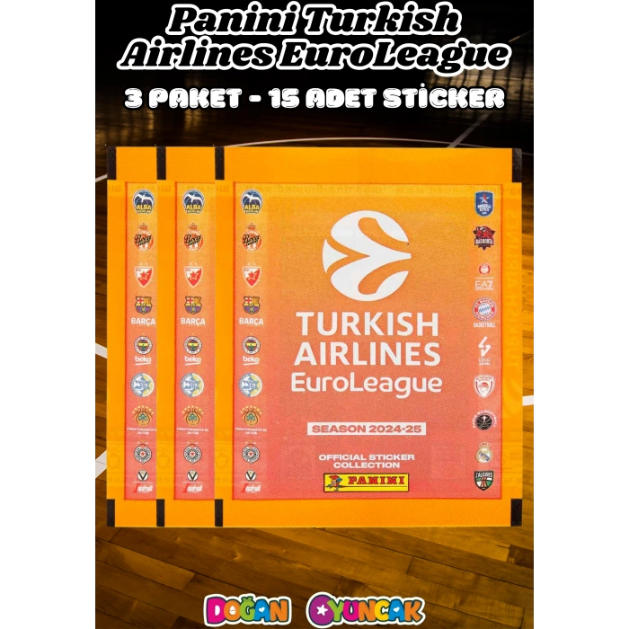 Turkish Airlines Euroleague Çıkartma Paketi (3 Paket) - Basketbol EuroLeague Sticker Çıkarmaları Panini Basketbol