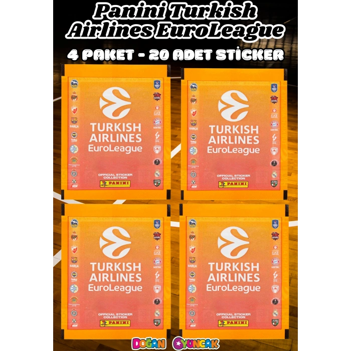 Turkish Airlines Euroleague Çıkartma Paketi (4 Paket) - Basketbol EuroLeague Sticker Çıkarmaları Panini Basketbol