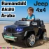 Fenomen Siyah Uzaktan Kumandalı 4X4 12 Volt Çift Kişilik Akülü Araba - RC Jeep 4x4 Akülü Araba