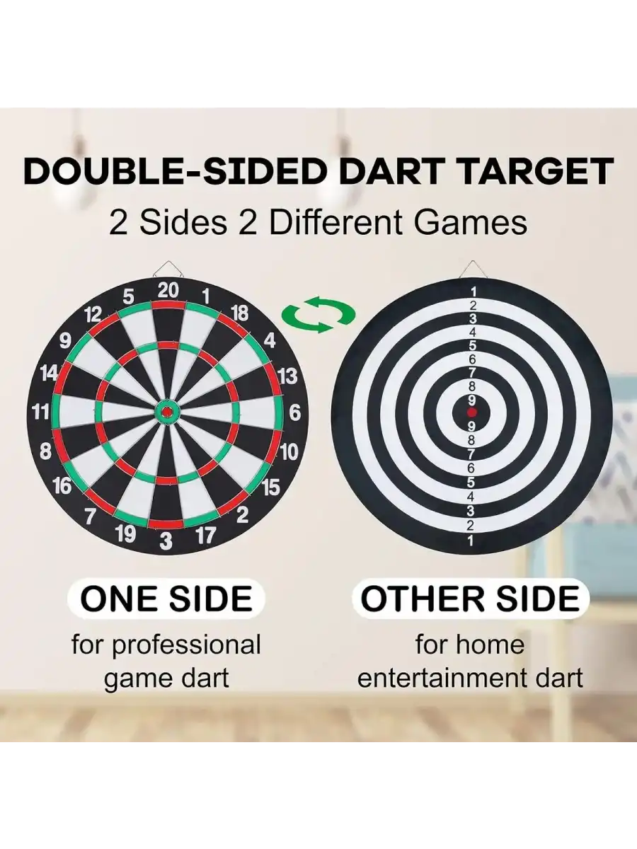 12 inc. İğneli Dart Tahtası Seti (29 cm.) - Oyuncak Dart Seti - İğneli Dart Oyuncak - Dart Oyunu Seti