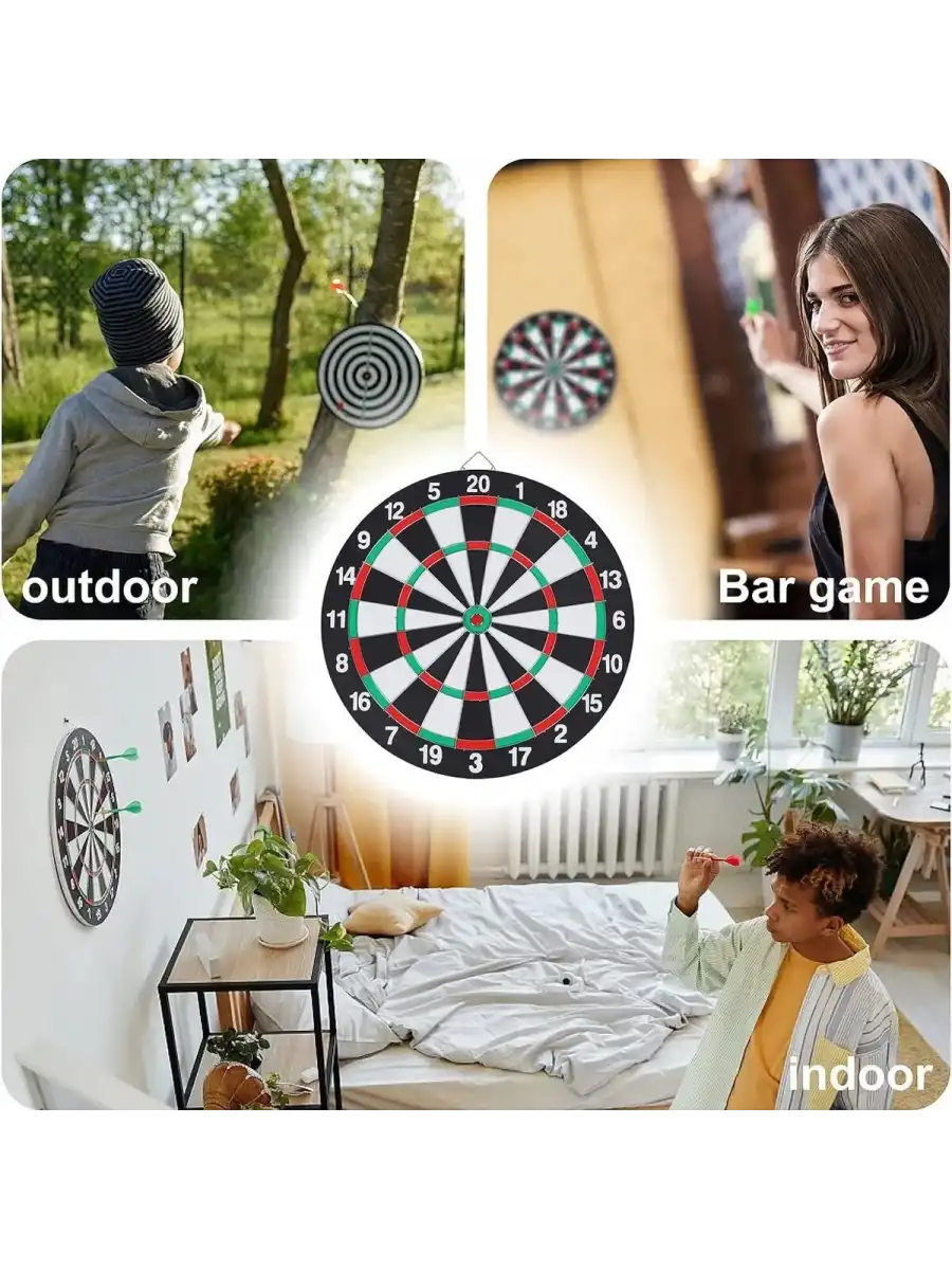 12 inc. İğneli Dart Tahtası Seti (29 cm.) - Oyuncak Dart Seti - İğneli Dart Oyuncak - Dart Oyunu Seti