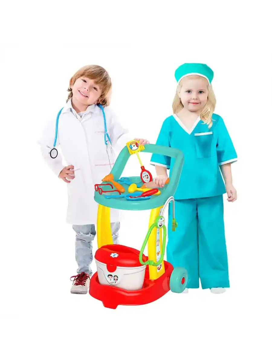 2li Oyuncak Seti Doktor Seti ve Temizlik Arabası Vileda Evcilik Seti 15+ Parça