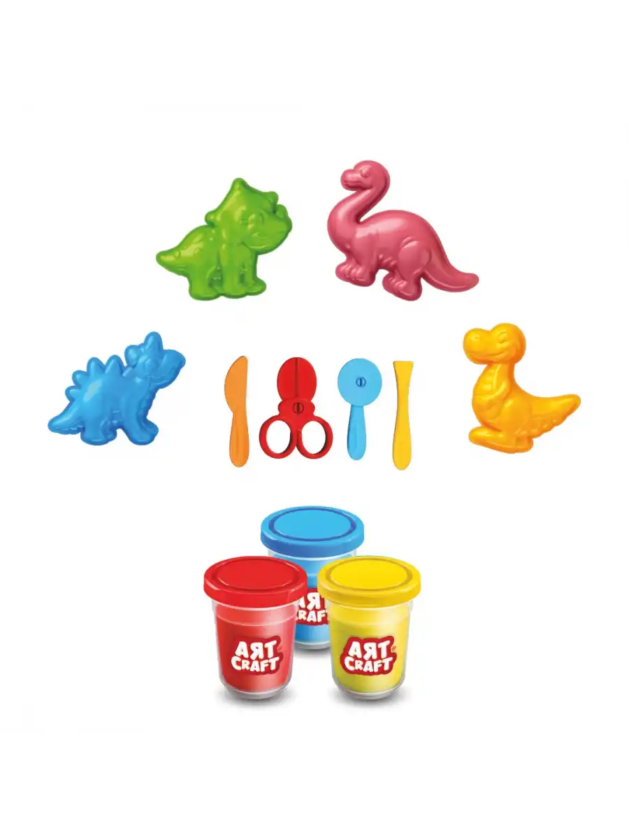 3D Dinozorlar Oyun Hamur Seti 168 Gr. - Oyun Hamuru Seti - Hamur Setleri - Hamur Kalıpları - Doğal Oyun Hamuru