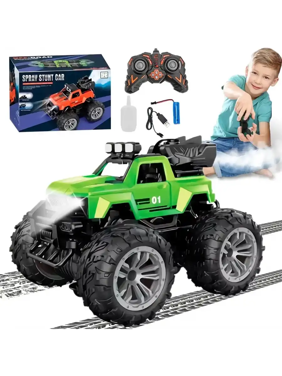 Smoke R/C Araba Yeşil - Uzaktan Kumandalı Duman Atan Araba - Dumanlı Kumandalı Araba - Uzaktan Kumandalı Araba