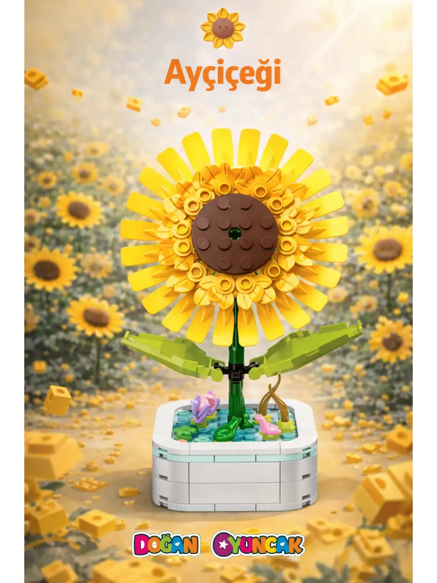 Mikro Blok Ayçiçeği Çiçek Lego - Lego Setleri Mini Lego - Çiçek Lego - Blossom Çiçek Lego