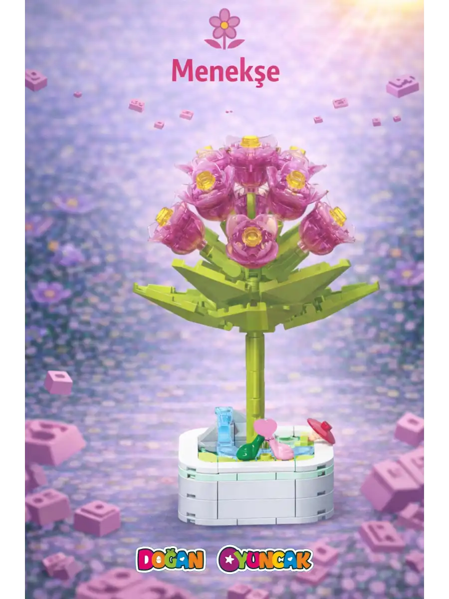 Mikro Blok Kristal Menekşe Çiçek Lego - Lego Setleri Mini Lego - Çiçek Lego - Blossom Çiçek Lego