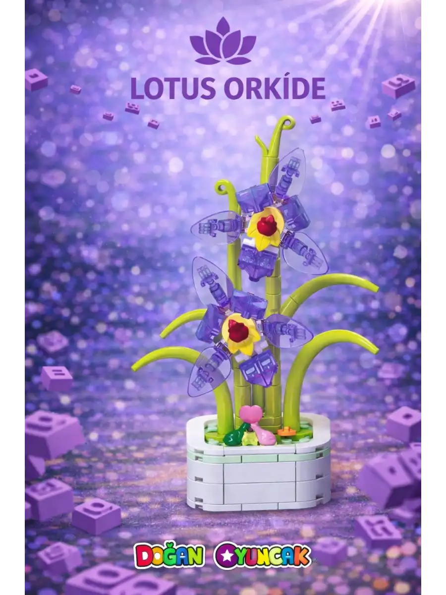 Mikro Blok Kristal Lotus Orkide Çiçek Lego - Lego Setleri Mini Lego - Çiçek Lego - Blossom Çiçek Lego