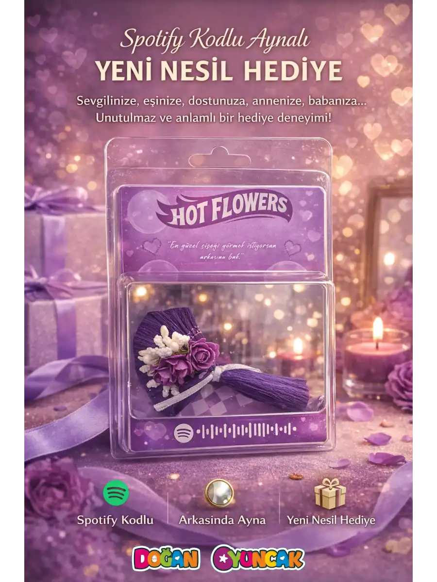 Hot Flowers Aynalı Çiçek Mor - Hediyelik Hotflowers Çiçek Mini Buket Spotify Hotflowers Çiçek