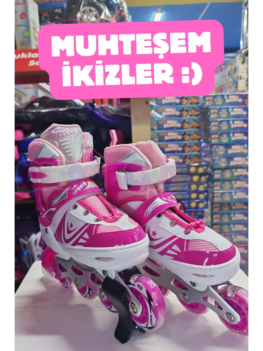 Slikon Tekerli Pembe Paten 31-34 Numara - Silikon Tekerli Paten Alıştırma Pateni - Silikon Tekerlekli
