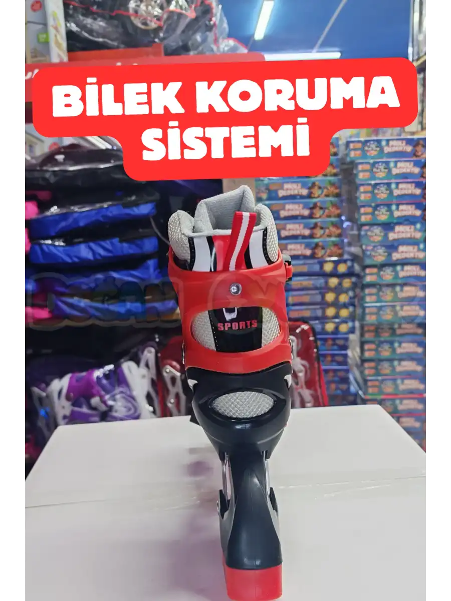 Slikon Tekerli Kırmızı Paten 39-42 Numara - Silikon Tekerli Paten Alıştırma Pateni - Silikon Tekerlekli
