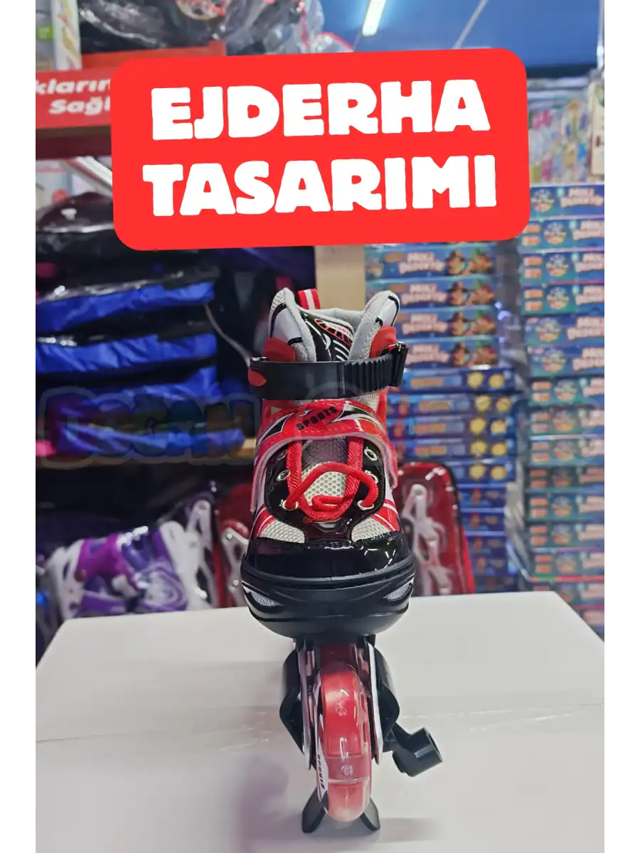 Slikon Tekerli Kırmızı Paten 39-42 Numara - Silikon Tekerli Paten Alıştırma Pateni - Silikon Tekerlekli