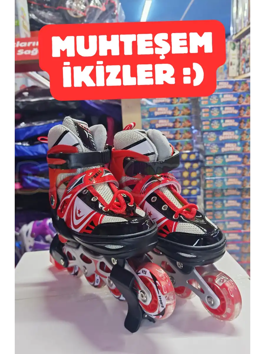 Slikon Tekerli Kırmızı Paten 39-42 Numara - Silikon Tekerli Paten Alıştırma Pateni - Silikon Tekerlekli