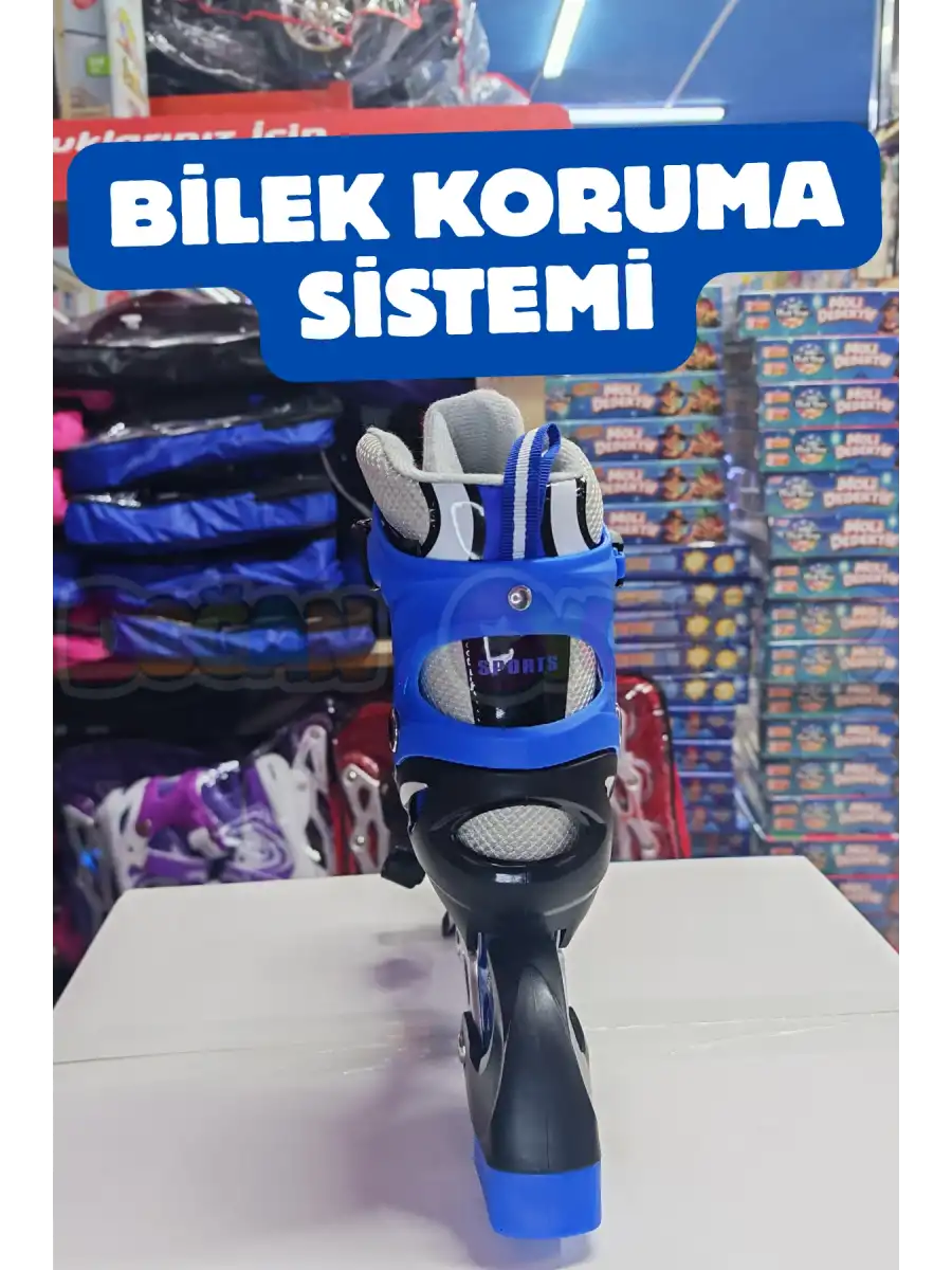 Slikon Tekerli Mavi Paten 31-34 Numara - Silikon Tekerli Paten Alıştırma Pateni - Silikon Tekerlekli