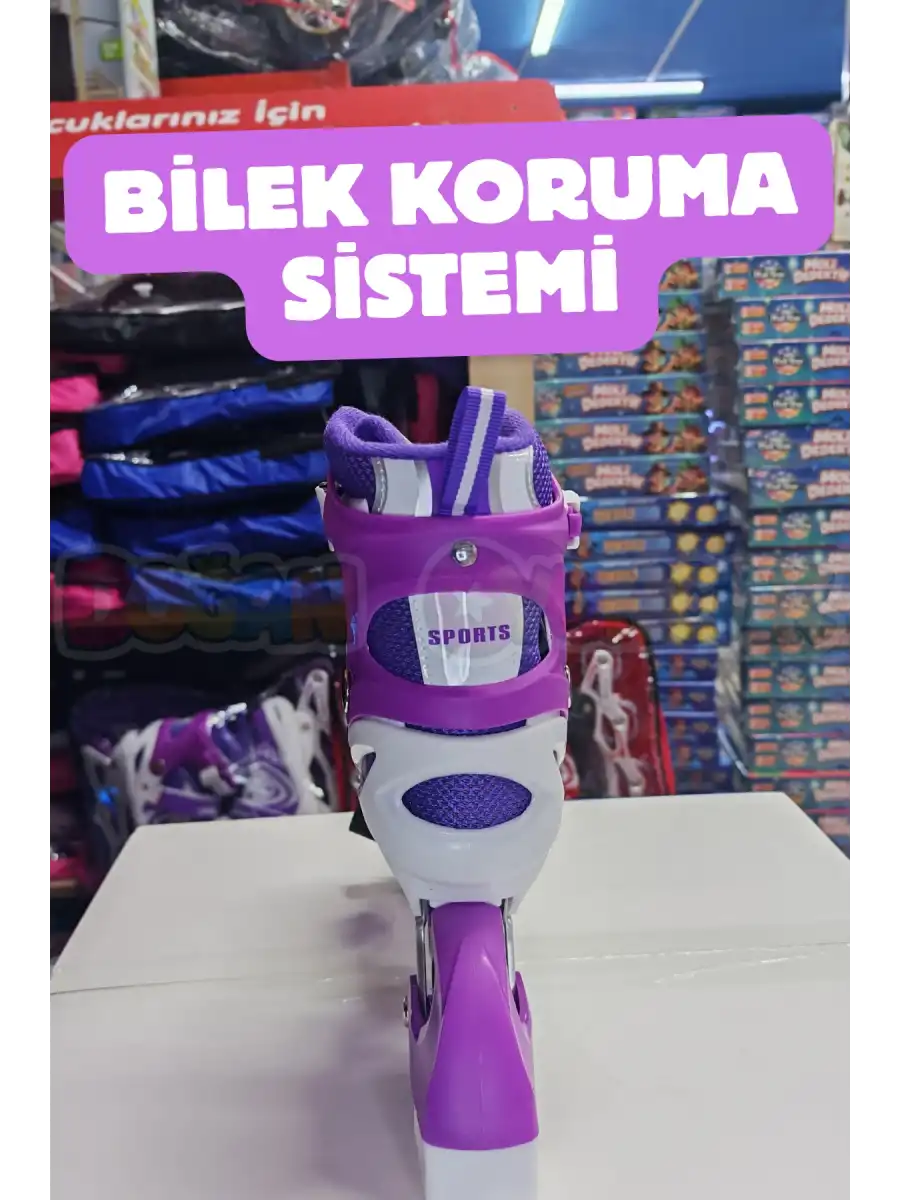 Slikon Tekerli Mor Paten 31-34 Numara - Silikon Tekerli Paten Alıştırma Pateni - Silikon Tekerlekli