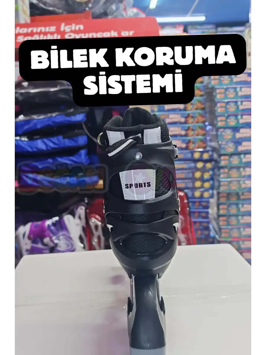 Slikon Tekerli Siyah Paten 31-34 Numara - Silikon Tekerli Paten Alıştırma Pateni - Silikon Tekerlekli