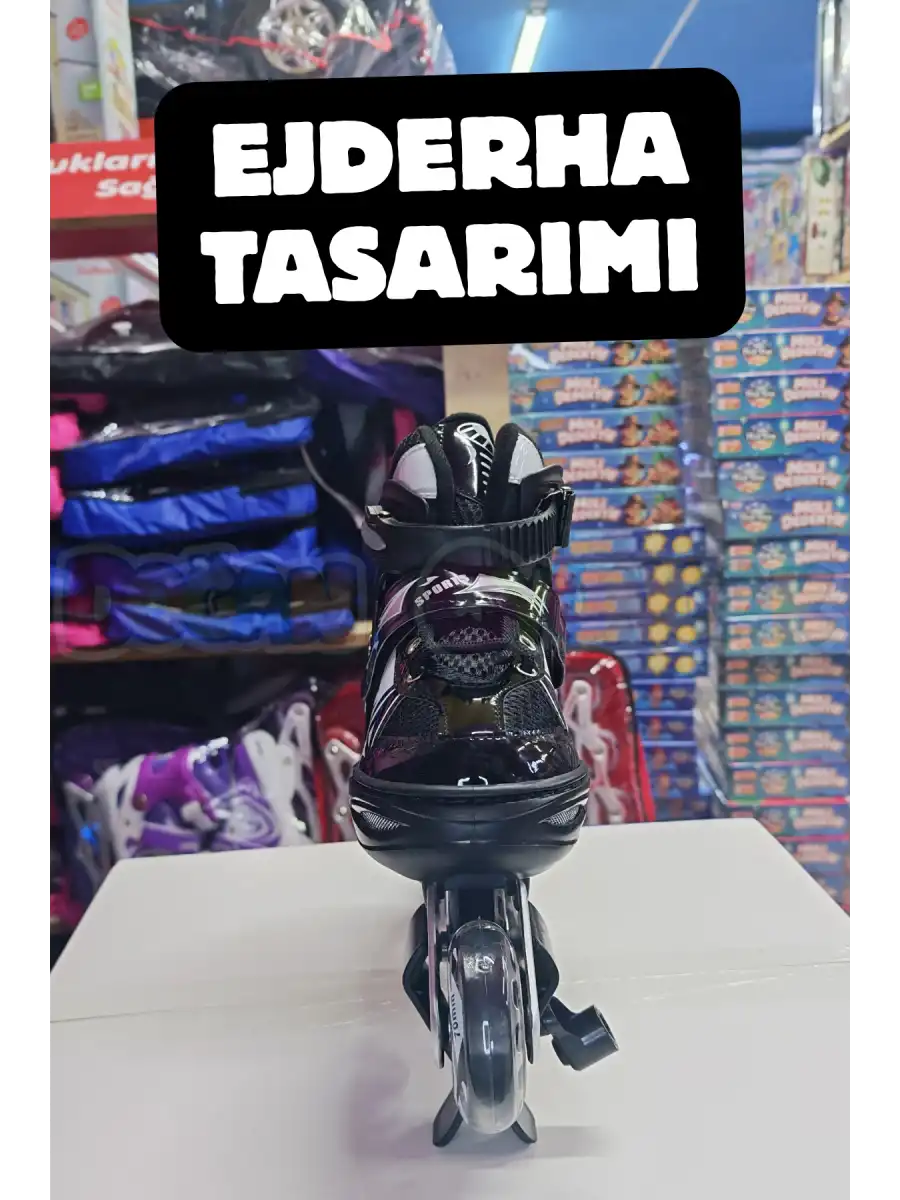 Slikon Tekerli Siyah Paten 31-34 Numara - Silikon Tekerli Paten Alıştırma Pateni - Silikon Tekerlekli