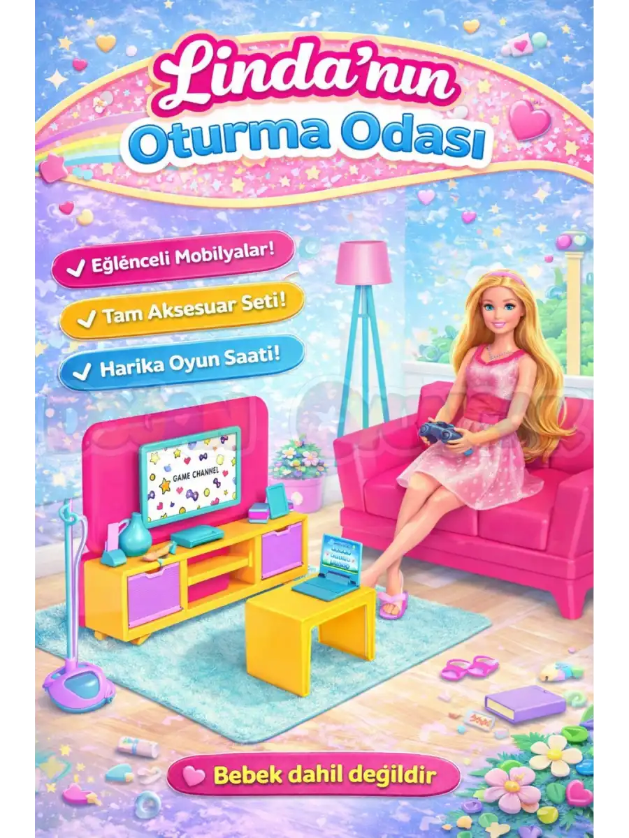 Lindanın Oturma Odası - Oturma Odası Oyuncak - Oturma Odası Seti - Barbie Oturma Odası