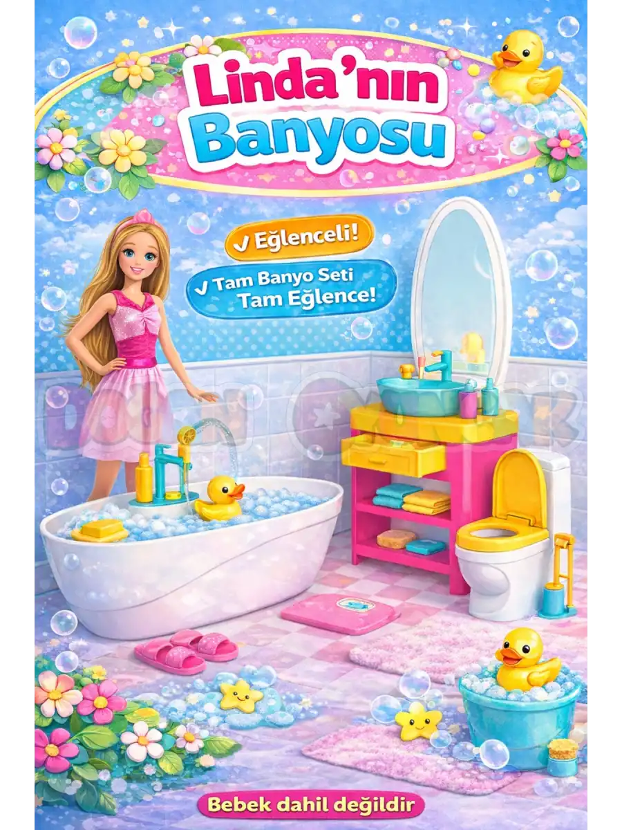 Lindanın Banyosu - Muhteşem Banyo Oyuncak - Eğlenceli Banyo Seti - Barbie Banyo Seti