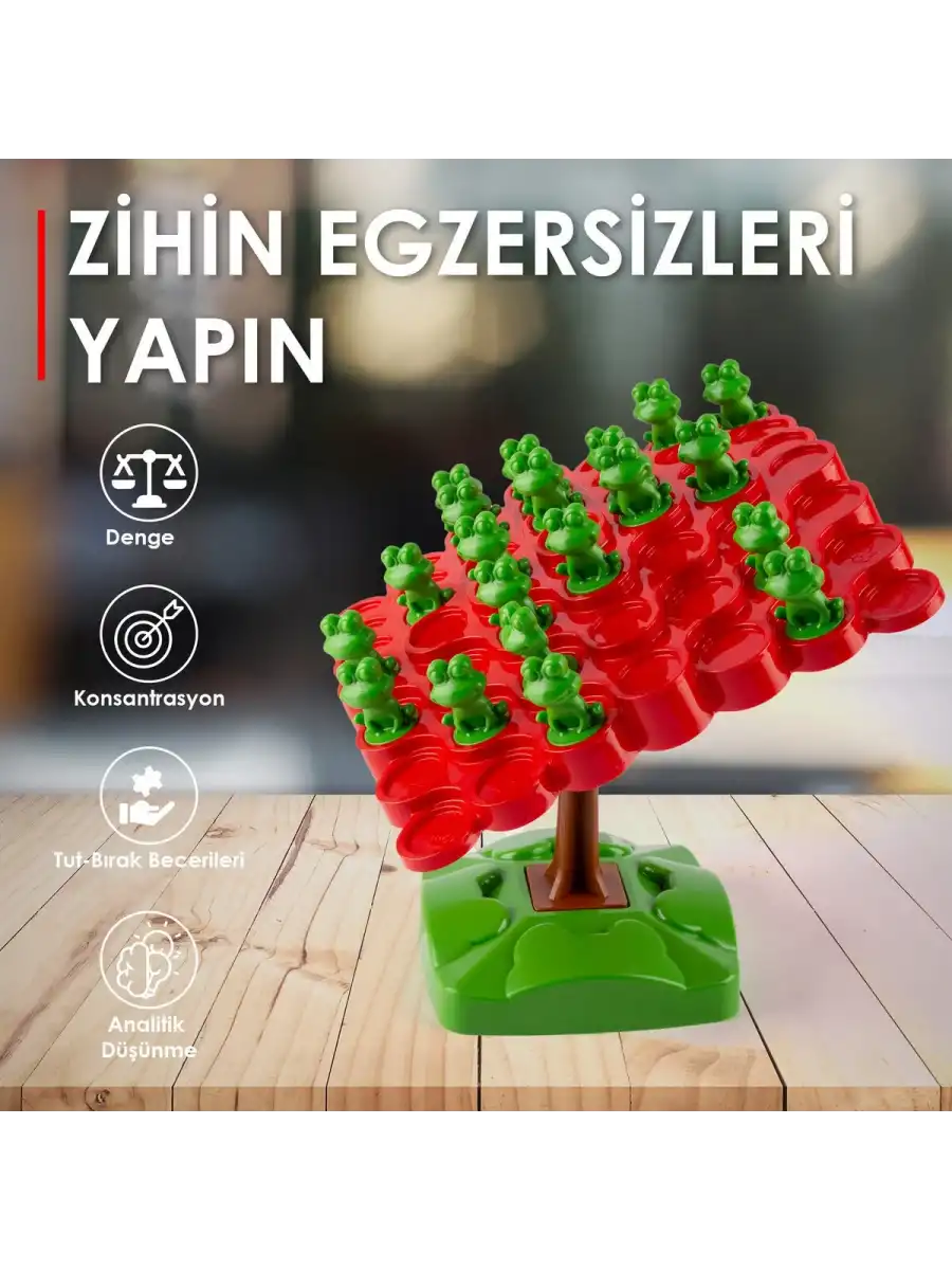 Kurbağa Denge Oyunu - Eğitici Oyuncak Kurbağa Ağacı Denge Oyunu - Strateji Oyunu