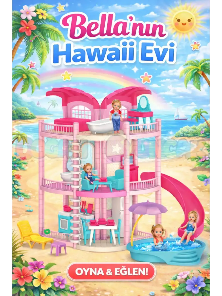 Bellanın Hawai Evi - Bella Oyuncak Ev - Barbie Ev Seti - Bellanın Hawai Evi - Bella Havuzlu Hawai Evi