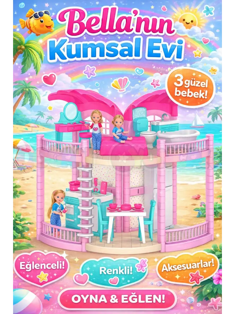 Bellanın Kumsal Evi - Bella Oyuncak Ev - Barbie Ev Seti - Bellanın Kumsal Evi - Bella 2 Katlı Evi