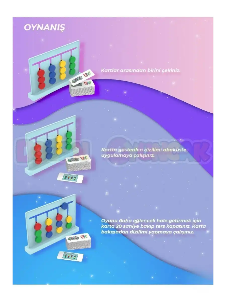 Renk Hafıza Oyunu - Rubik Abaküs Montessori Zeka Oyunu Eğitici Oyuncak