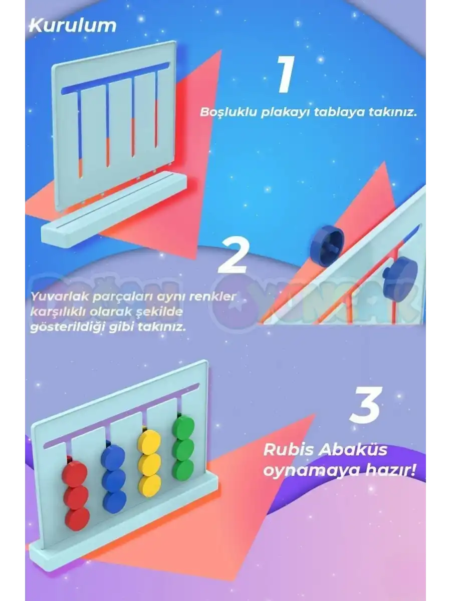 Renk Hafıza Oyunu - Rubik Abaküs Montessori Zeka Oyunu Eğitici Oyuncak