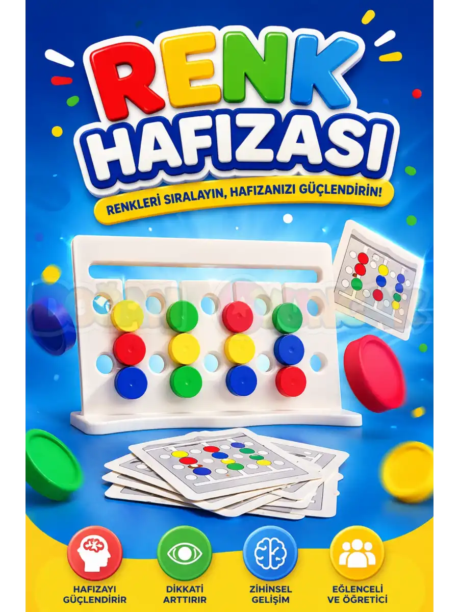 Renk Hafıza Oyunu - Rubik Abaküs Montessori Zeka Oyunu Eğitici Oyuncak