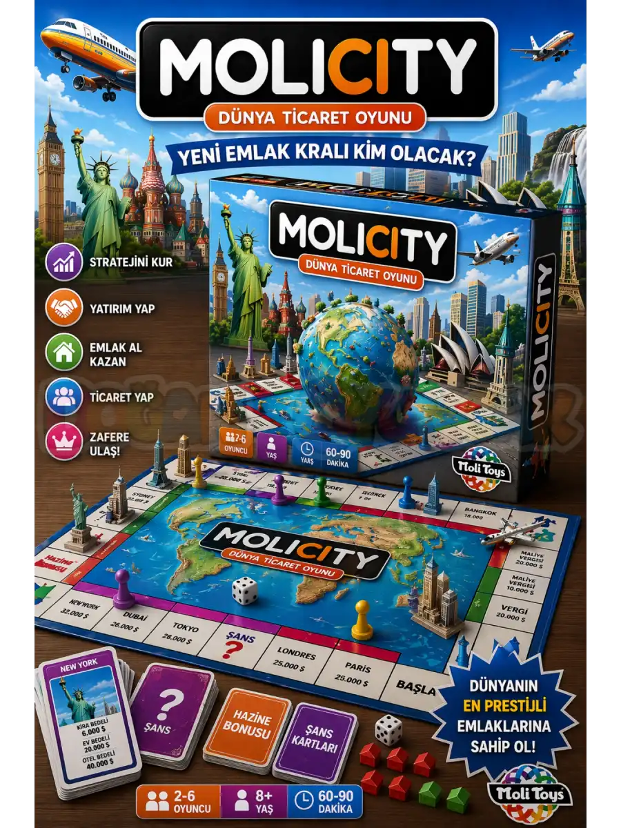 Molicity Dünya Emlak Ticaret Oyunu - Molicity Oyunu - Monoply Strateji Oyunu