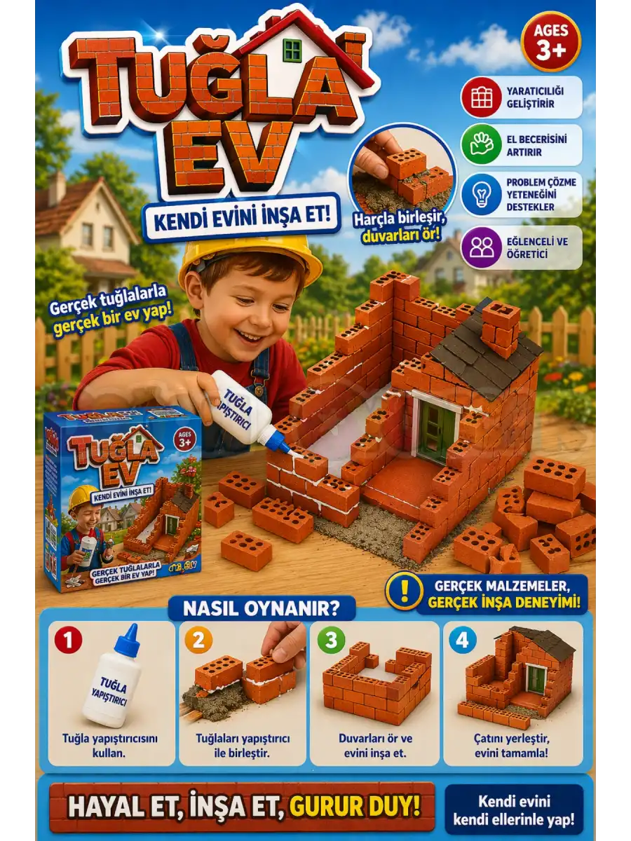 Brick House Minyatür Inşaat Seti - Tuğla İnşaat Seti Ev Yapma Seti Kiramit Seti