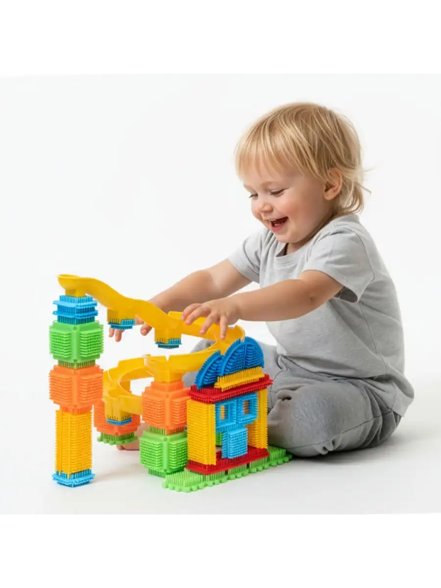 Kaktüs Bloklar Top Parkuru (100 Parça) - Kaktüs Oyuncak - Kaktüs Lego - Taraklı Lego Seti