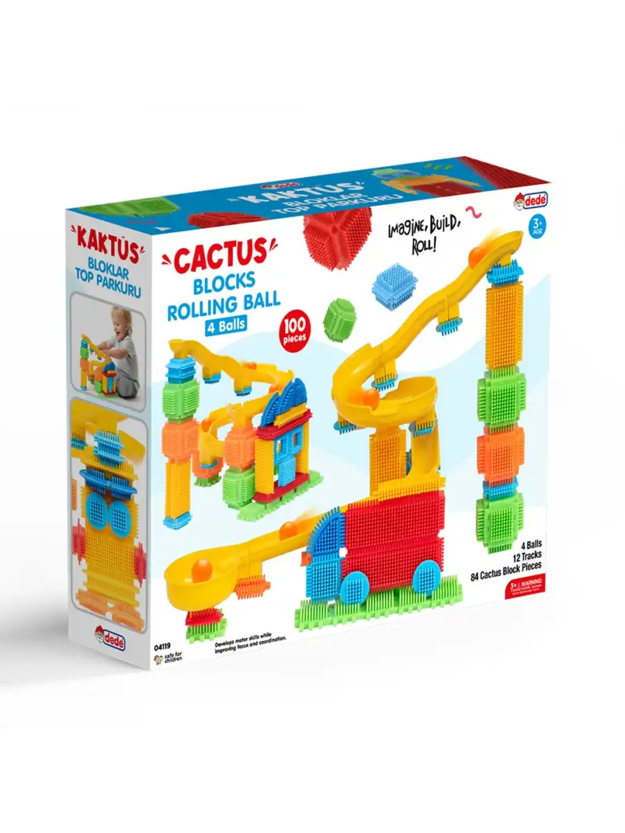 Kaktüs Bloklar Top Parkuru (100 Parça) - Kaktüs Oyuncak - Kaktüs Lego - Taraklı Lego Seti