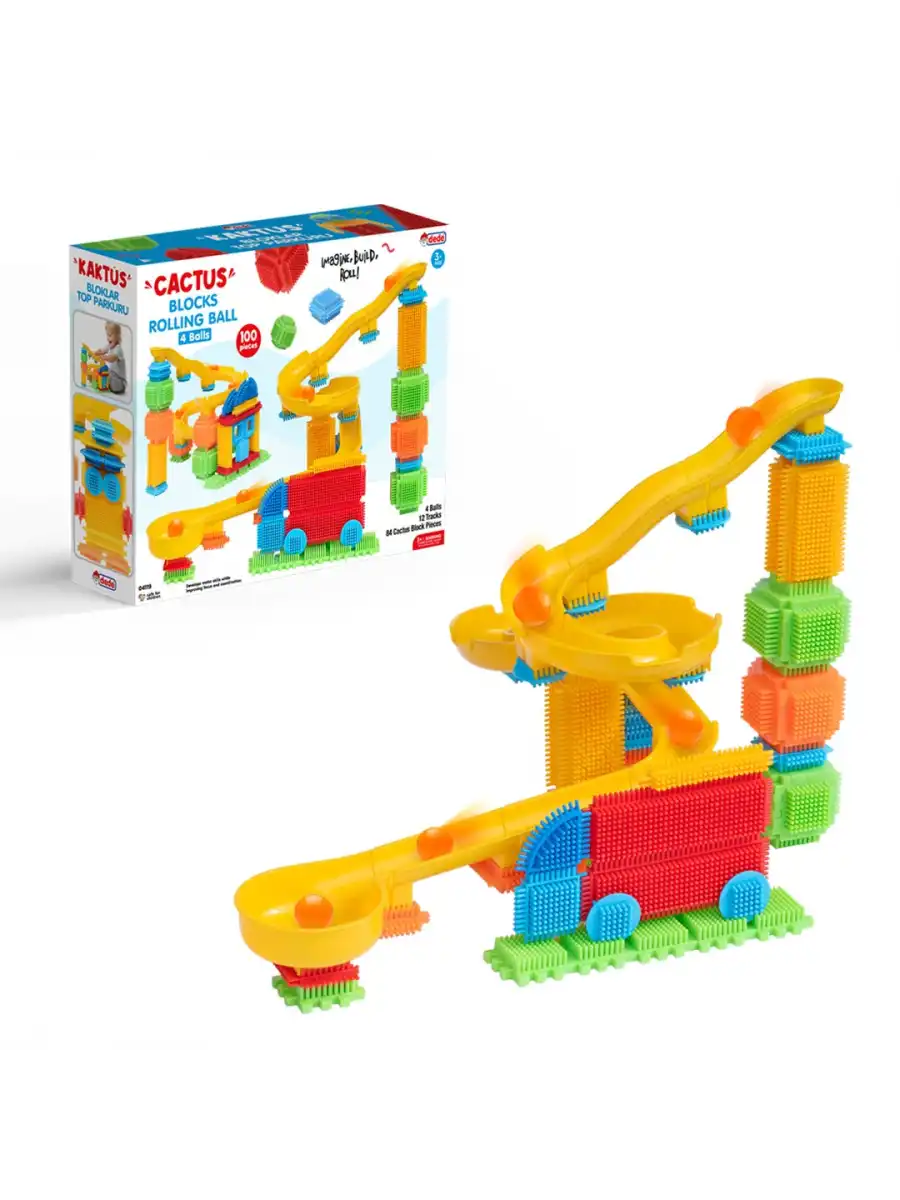 Kaktüs Bloklar Top Parkuru (100 Parça) - Kaktüs Oyuncak - Kaktüs Lego - Taraklı Lego Seti