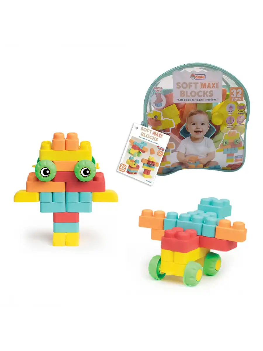 Yumuşak Soft Maxi Bloklar Çantalı (32 Parça) - Soft Yumuşak Bloklar - Büyük Soft Lego Oyuncakları - Yumuşak Lego - Soft Lego