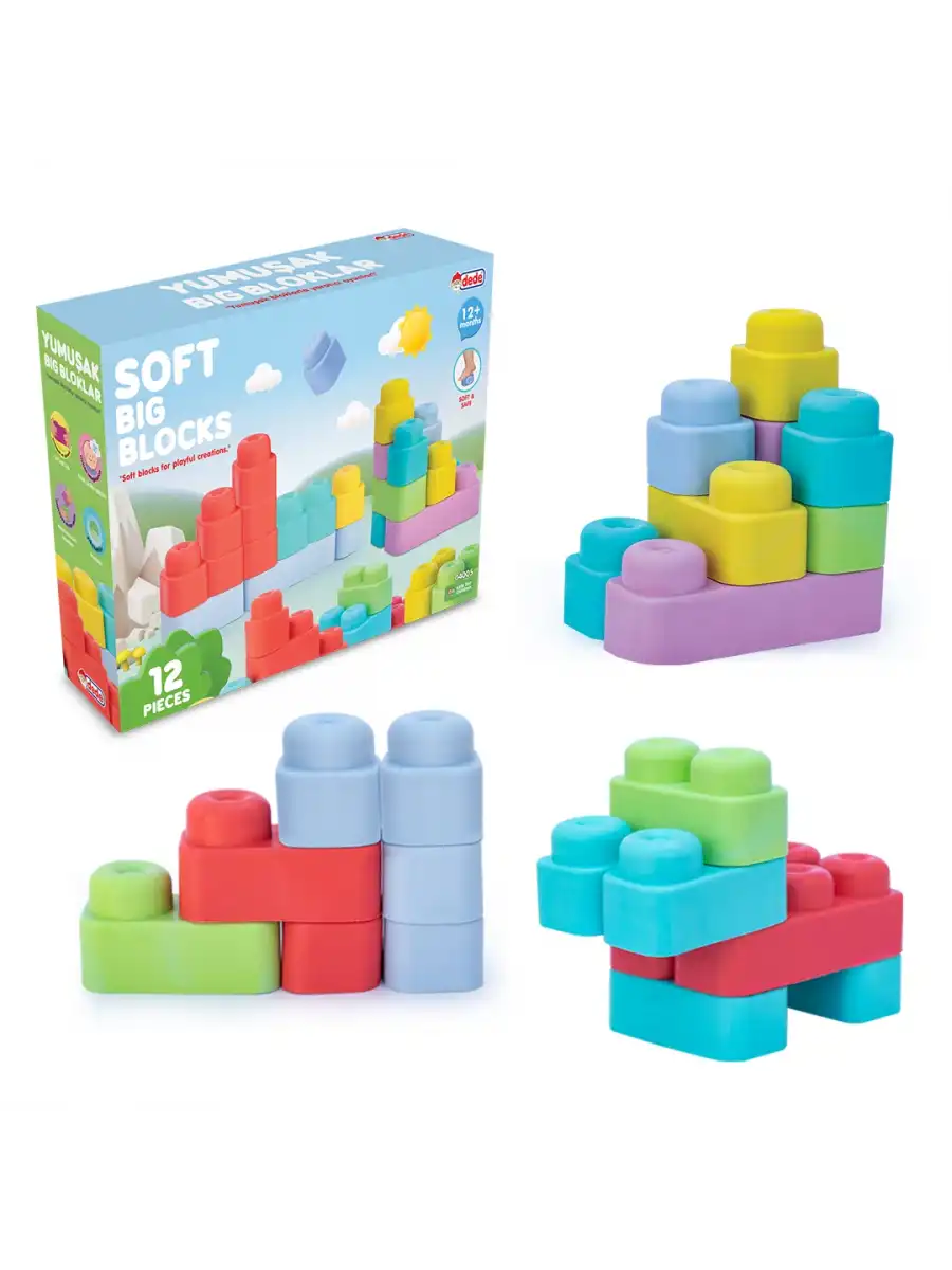 Yumuşak Soft Lego Seti 12 Parça - Büyük Yumuşak Bloklar - Büyük Soft Lego Oyuncakları - Yumuşak Lego - Soft Lego