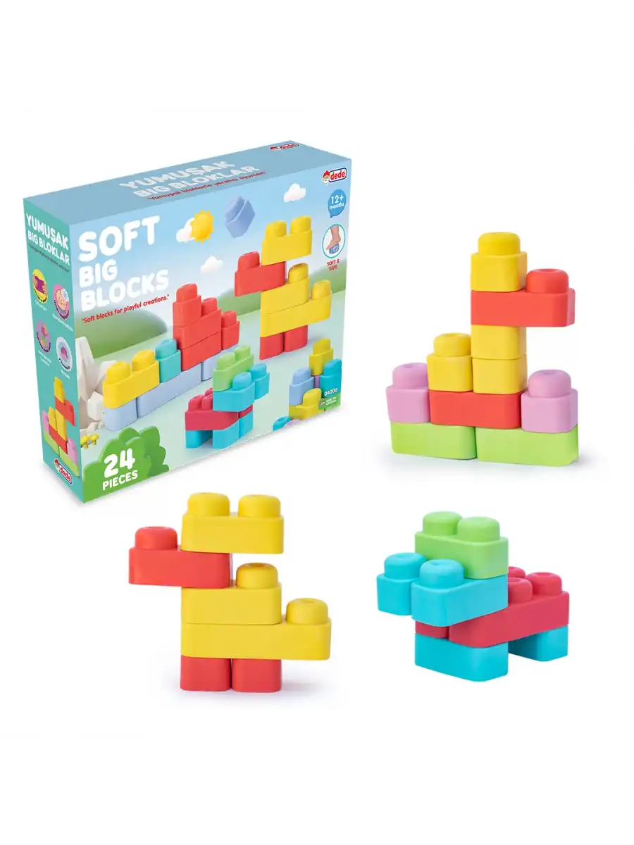 Yumuşak Soft Lego Seti 24 Parça - Büyük Yumuşak Bloklar - Büyük Soft Lego Oyuncakları - Yumuşak Lego - Soft Lego