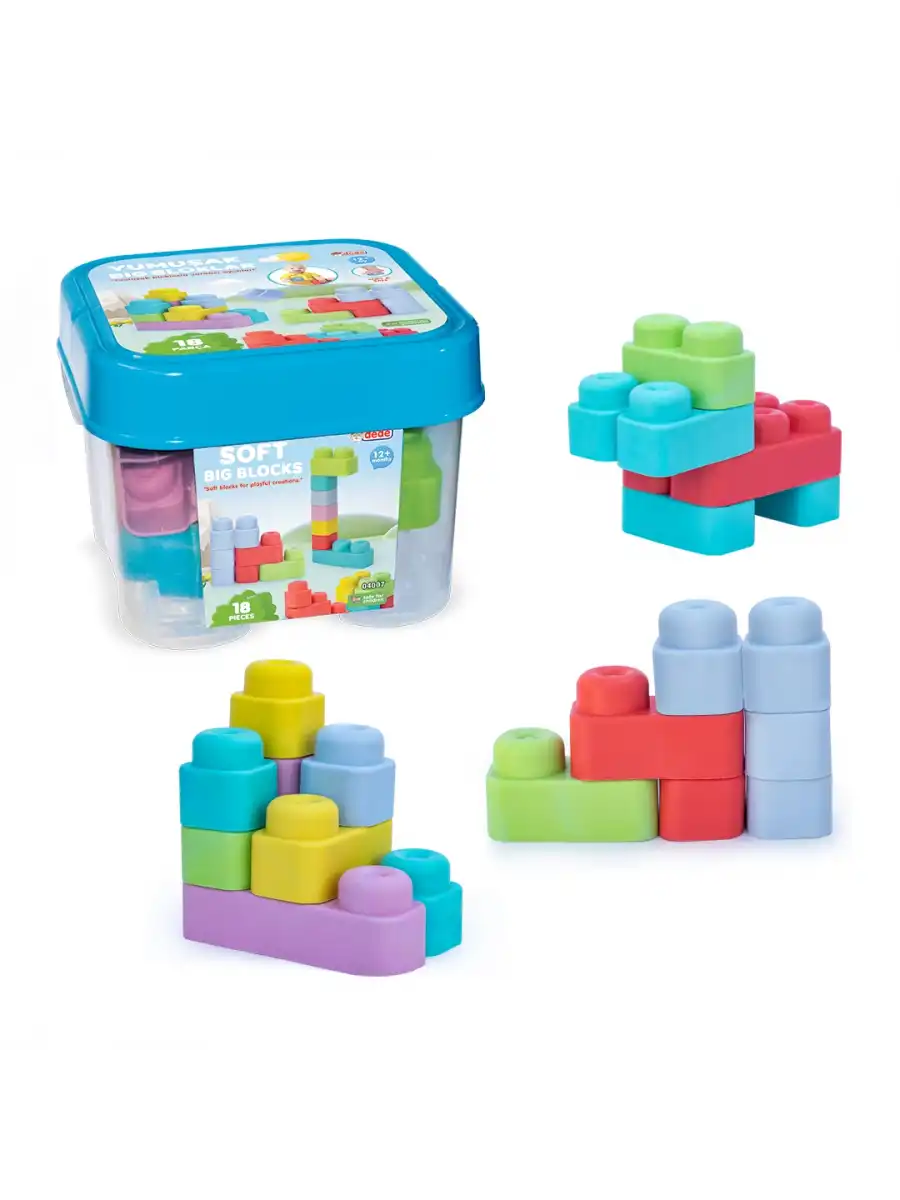 Yumuşak Soft Lego Seti 18 Parça - Büyük Yumuşak Bloklar - Büyük Soft Lego Oyuncakları - Yumuşak Lego - Soft Lego